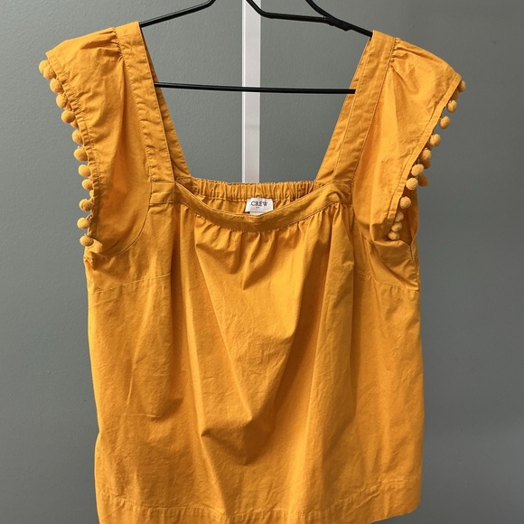 J. Crew Tops - J. Crew Yellow Ruffled Cap Sleeve Blouse
